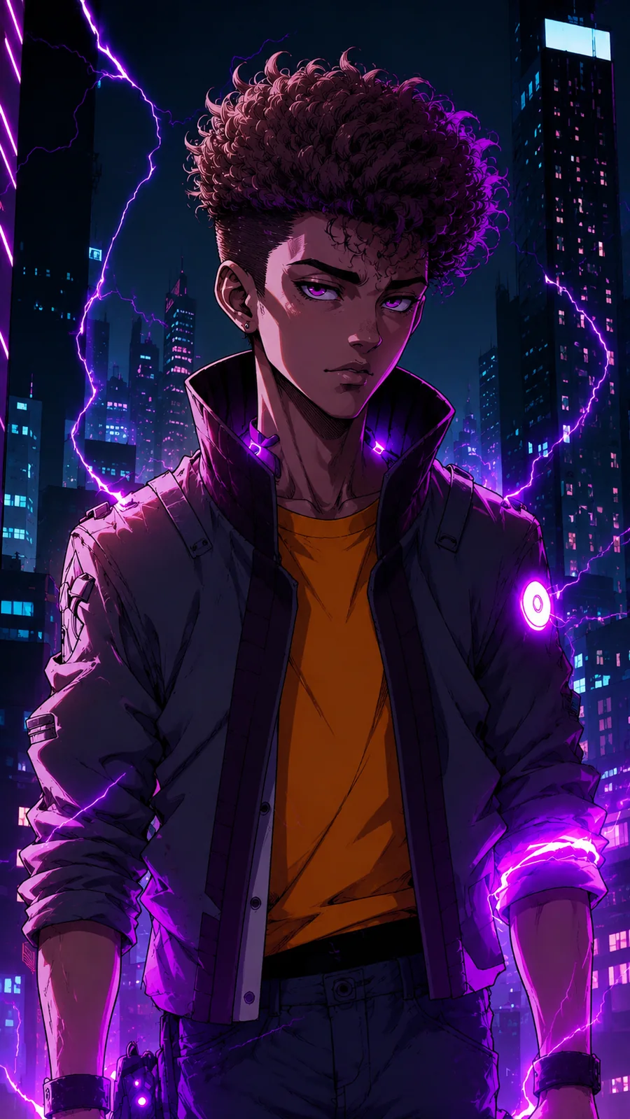 Roku standing in the neon streets of Rotterdam